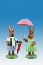 Osterhasenpaar mit Schirm bunt - Ellmann