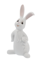 Details-Goebel Hase mit Blüte untern Arm - Snow White Im waiting for you 16,5 cm 