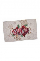 Platzdeckchen mit Gold-Lurex Design: rote Weihnachtskugeln - 33x53 cm Platzdeckchen mit Gold-Lurex Design: rote Weihnachtskugeln - 33x53 cm