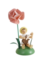 Blumenkind sitzend - farbig Pfingstrose/E-Gitarre Faltenrock - BKS 032 Blumenkind sitzend - farbig Pfingstrose/E-Gitarre Faltenrock - BKS 032