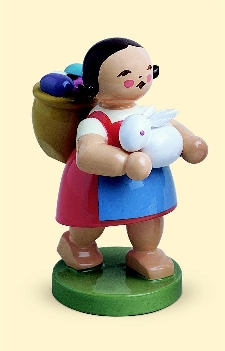 Osterkind Mädchen mit Eierkorb und Hase - Wendt&Kühn