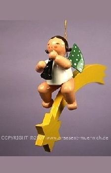 Wendt&Kühn Christbaumengel - Grünhainichener Engel® mit Klarinette auf Komet