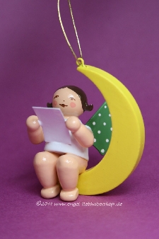 kleiner Christbaumengel von Wendt und Kühn - mit Notenblatt im Mond