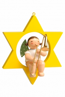 Wendt&Kühn Christbaumengel - Grünhainichener Engel® mit Zugposaune im Stern