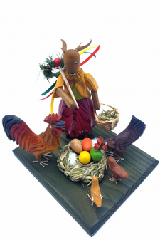 Osterhasenmädchen mit Hühnergruppe 12cm - Fa. Steglich